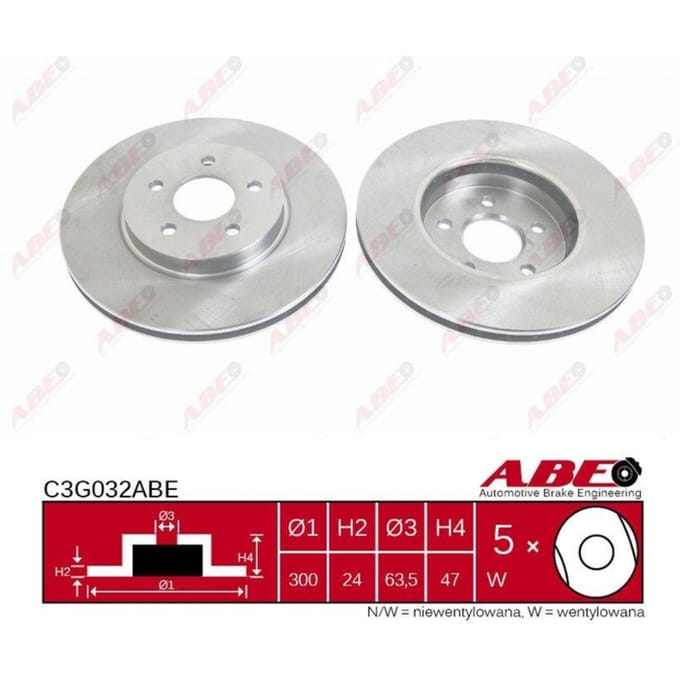 Remschijf ABE C3G032 voorkant, geventileerd, sterk gecarboniseerd, 1 Stuk
