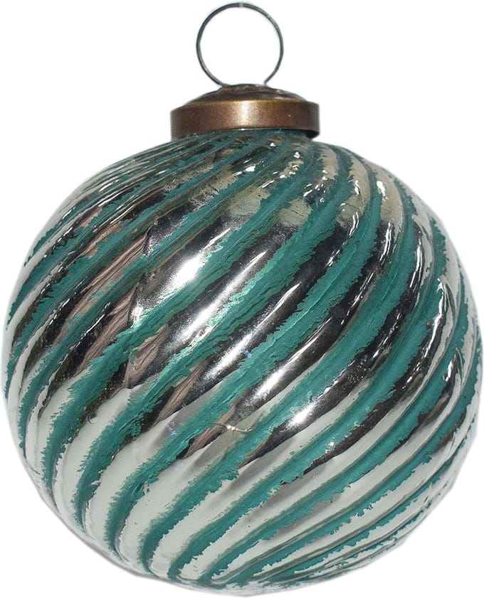 Clayre & Eef Kerstbal Overig Ø 10 cm Groen Zilverkleurig Glas Kerstballen