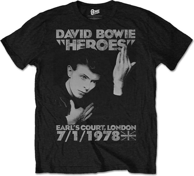 David Bowie - Heroes Earls Court Heren Tshirt - M - Zwart
