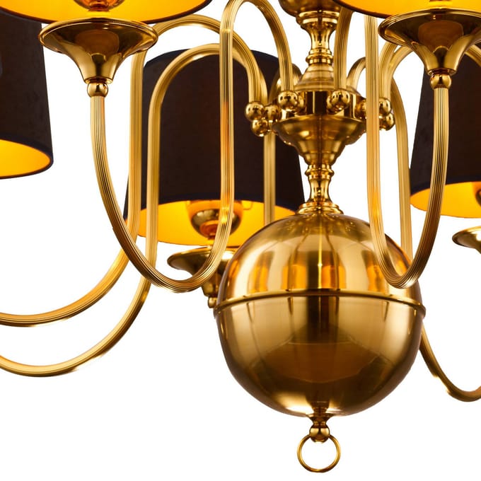 Jupiter Kroonluchter Baranio, messingkleurig/zwart, Ø 100 cm 8-lamps.