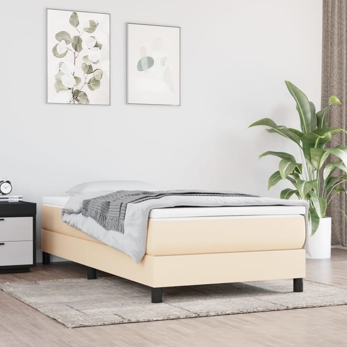 vidaXL - Boxspring - bed - 100x200 - cm - stof - crèmekleurig