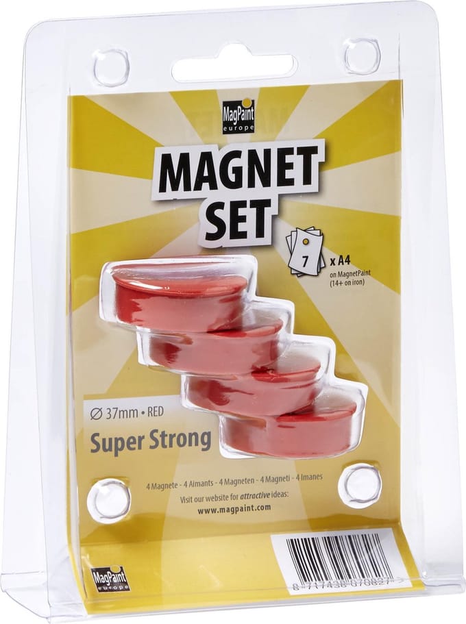 MagPaint - Magneten - Super Sterk - Rood - 37mm - Set van 4