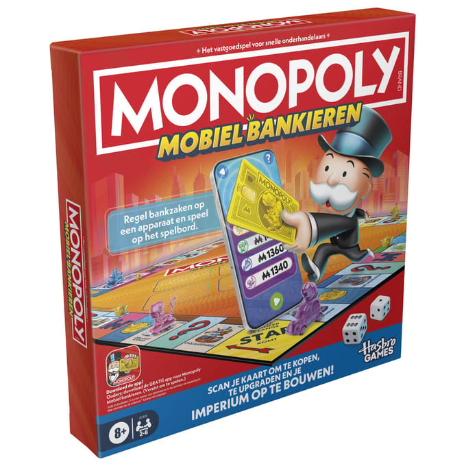 Hasbro Monopoly mobiel bankspel - 2-6 spelers, leeftijd 8+, speeltijd 45 minuten
