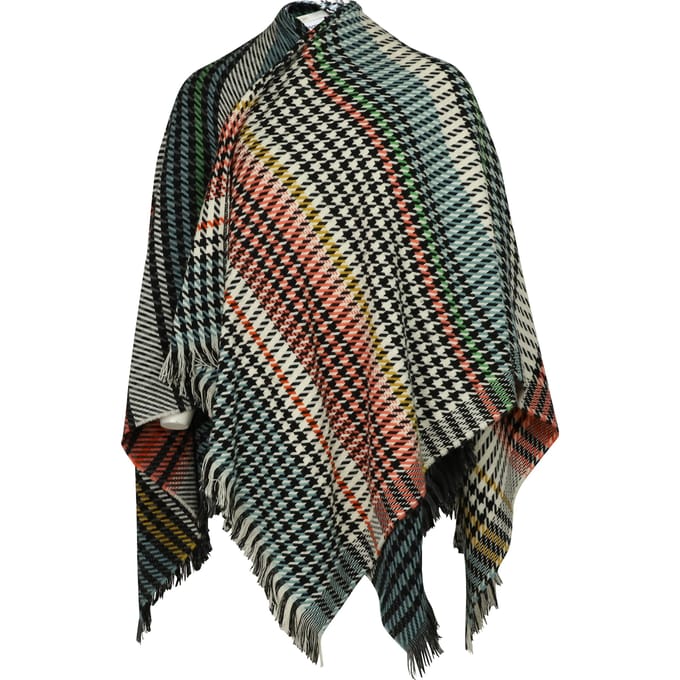 Maje geruite poncho-sjaal in veelkleurig acryl