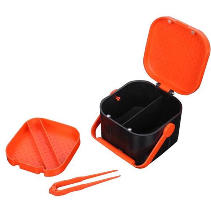 Appât de pêche Portable leurre mouche ver de terre boîte de rangement avec lanière L black