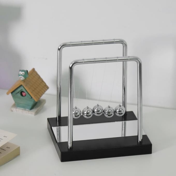Pendule de Newton Boules d'Équilibre Physique Science Ornements Pendule Jouet Bureau white