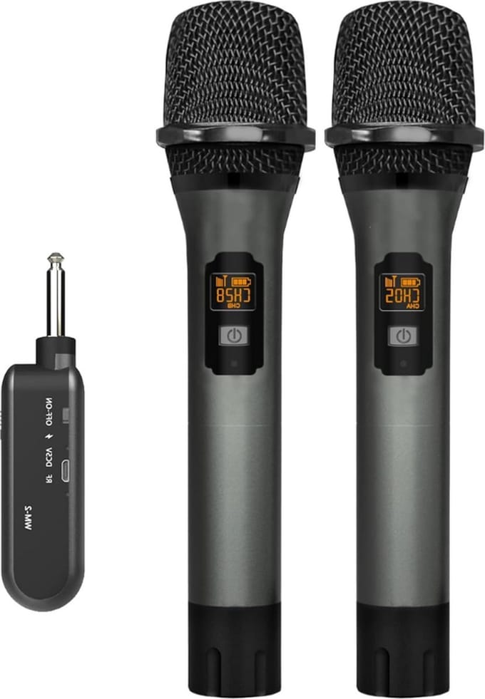 Thuys – Draadloze Microfoon UHF Draadloze Dual Handheld Dynamische Microfoonset – Met Oplaadbare Ontvanger