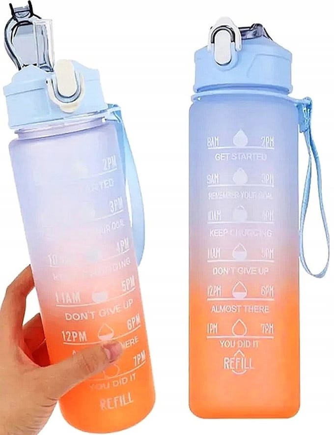 Motiverende Tritan Waterfles met Rietje - 1L