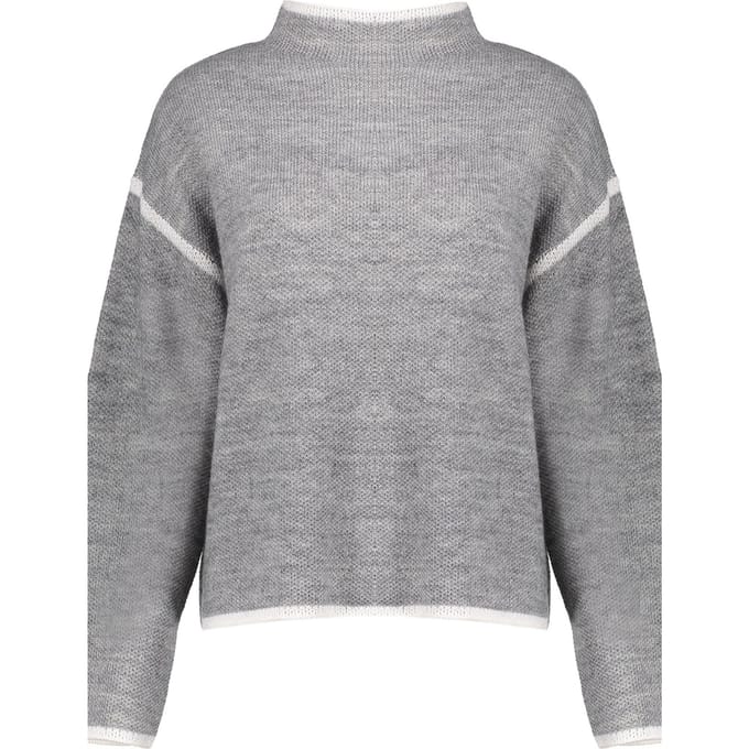 Geisha Pull Turtle Contrast Stripe Grey Melange/offwhite Größe: XL | Strickpullover Outlet | Damen | Grau