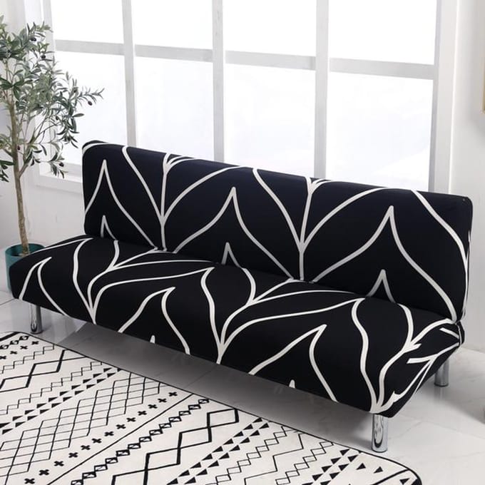 Housses de canapé-lit élastiques pour salon, serviette de canapé antidérapante, housse de canapé-lit en coton extensible L  185cm - 200cm white