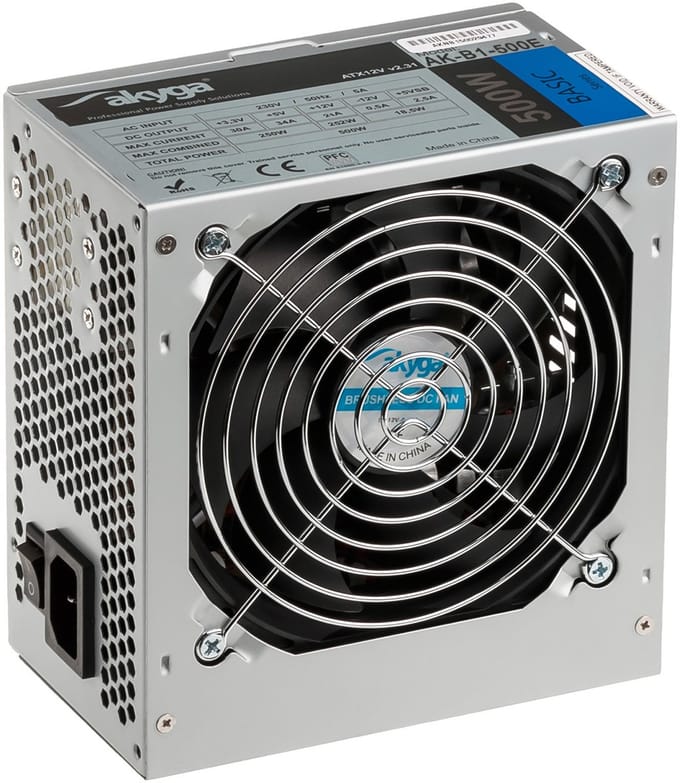 Akyga Basisreeks Voeding - 500 Watt - 120 mm - ATX 2.31 - 80 Plus