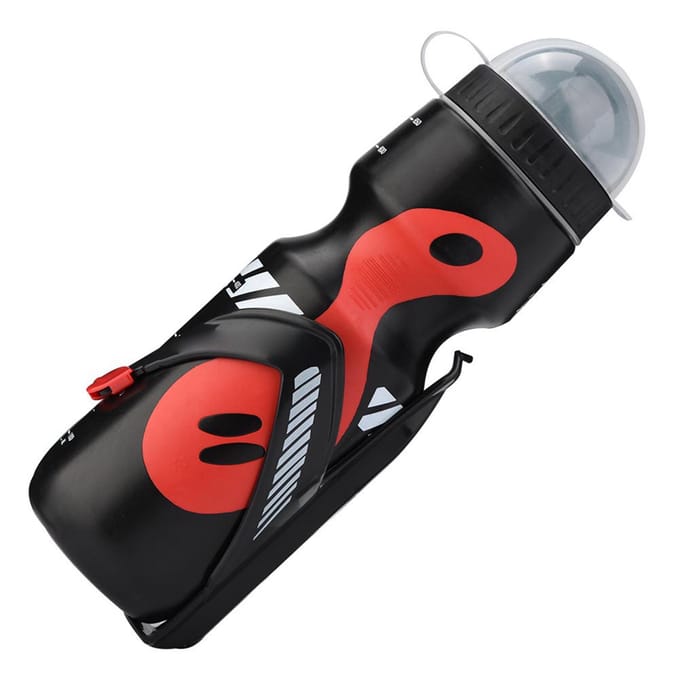 Bidon van 650 ml met bidonhouder voor mountainbikes. zwart