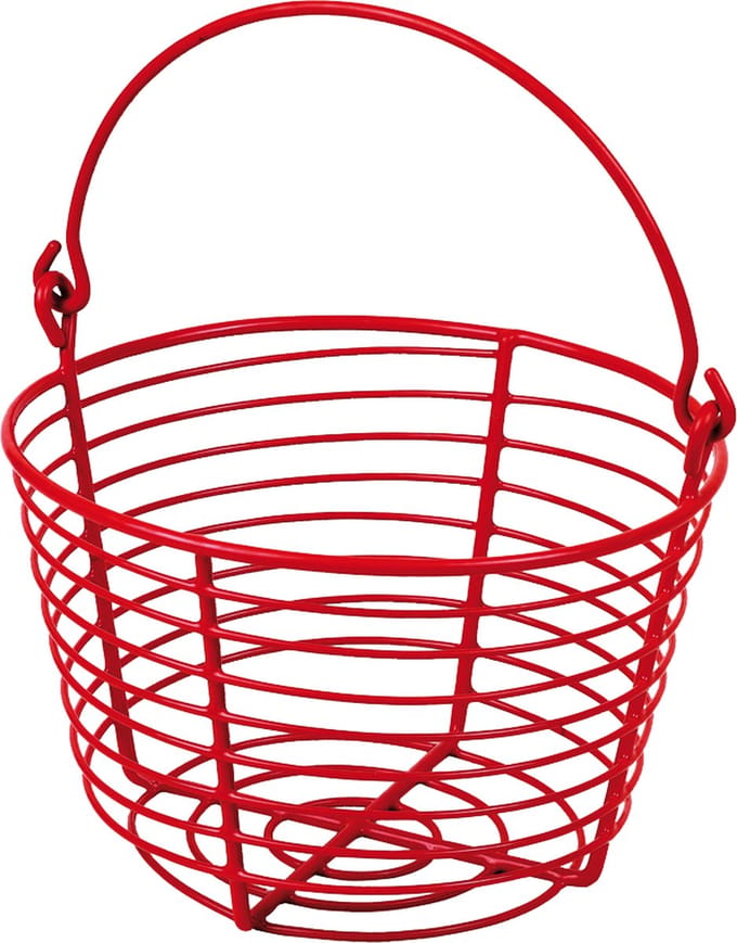 Gaun Eiermandje – Verzamel en vervoer verse eieren – Ideaal om eieren in te bewaren – Metalen eierhouder – Metaal – ø 20cm - Rood