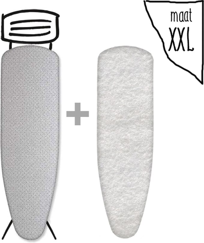 Leuke Strijkhoezen | Strijkhoes met Molton - Metallic Zilver - maat XXL - complete set
