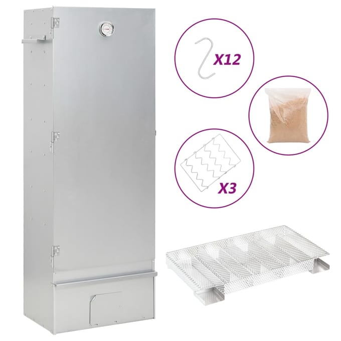 vidaXL BBQ-rookoven met koude rookgenerator gegalvaniseerd staal