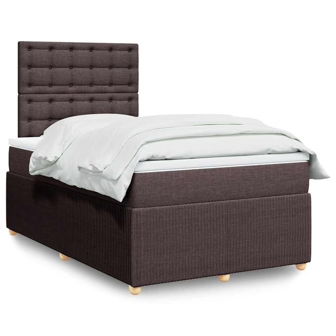 vidaXL - Boxspring - met - matras - stof - donkerbruin - 120x190 - cm