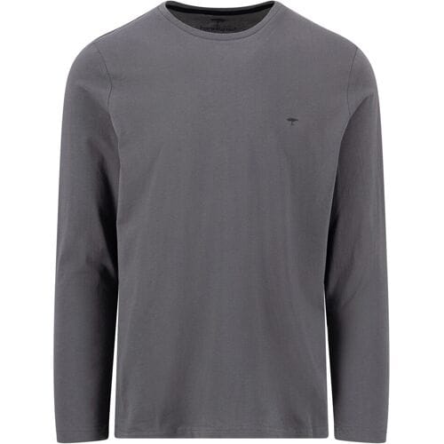 Fynch-Hatton T-Shirt Solid Color Crew Neck Long Sleeve Asphalt / male