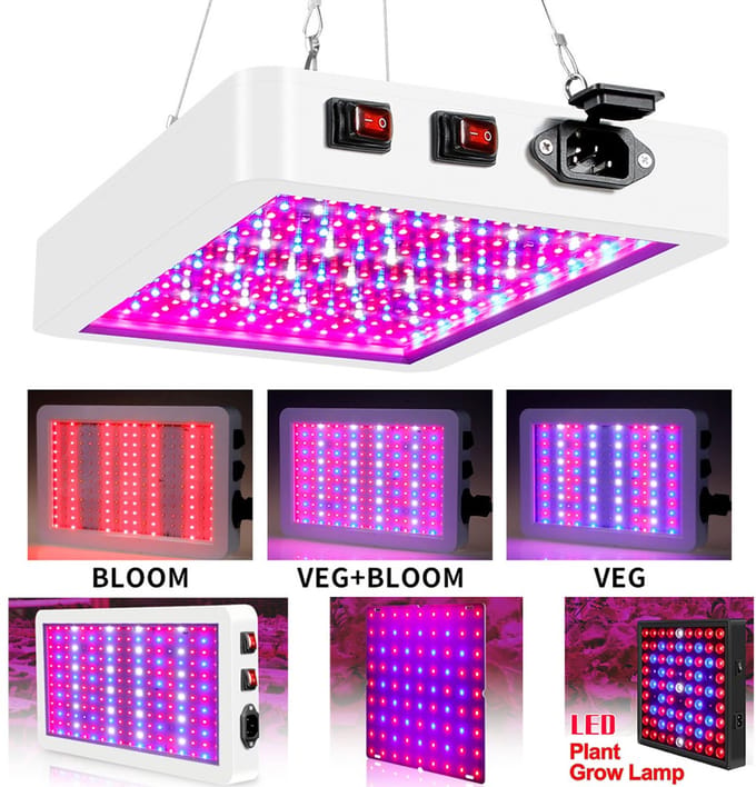 MUPOO LED Kweeklamp - 312 LEDs Volledig Spectrum - Veg & Bloom Groeilamp - 30W