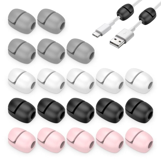 Dailygoods - Set van 20 Siliconen Kabelklemmen voor Thuis en Kantoor