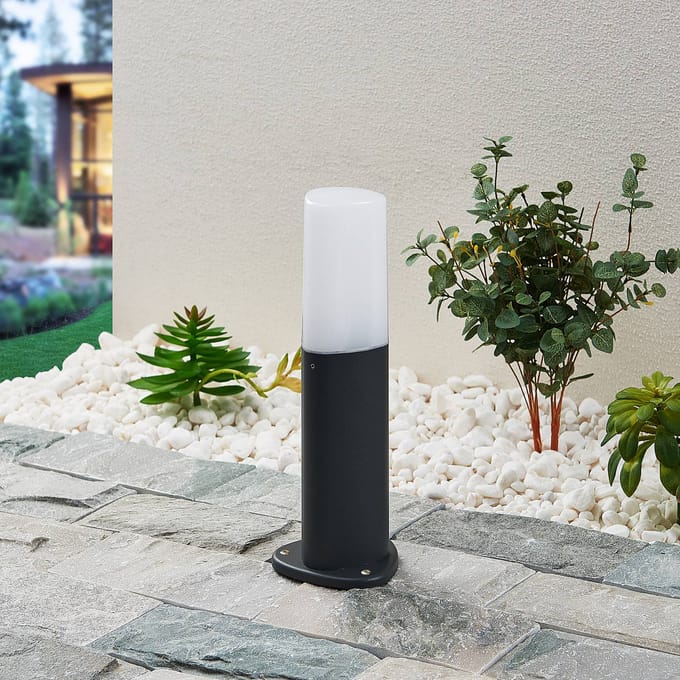 Lucande - Sokkellamp - 1licht - Aluminium, polycarbonaat - H: 30 cm - E14 - antraciet, wit