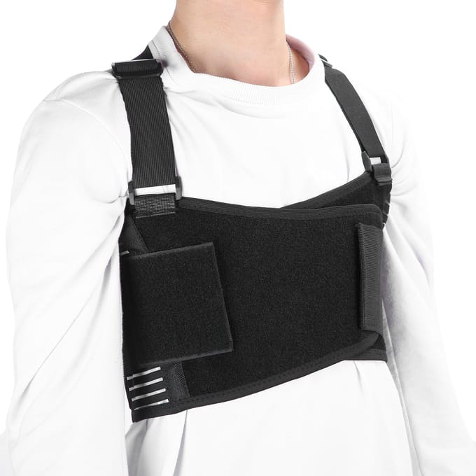 Ribfractuur Steunbrace Ademend Verstelbaar Borst Lendenbeschermer Riem black