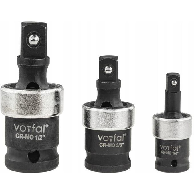 3-delige U-ketting dops, 1/4", 3/8", 1/2", Cr-Mo