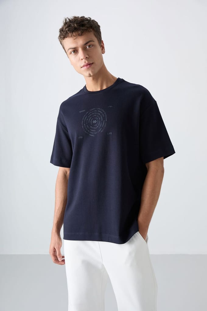 Oversized Katoenmix Ronde Hals T-Shirt