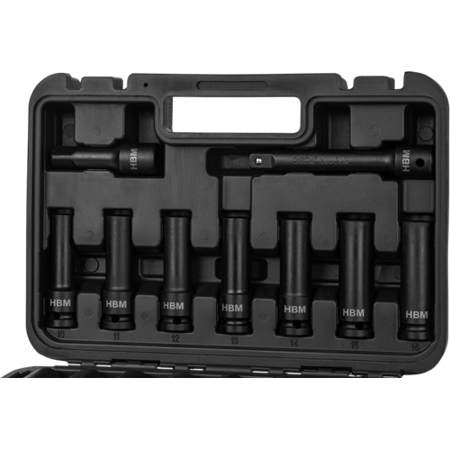 HBM krachtdoppenset, 1/2 inch, met verlengstukken, 18-delig