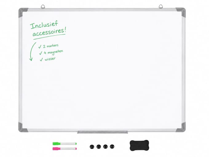 Muntel® Magnetisch Whiteboard 60x45 cm - Magneetbord met Aluminium Frame