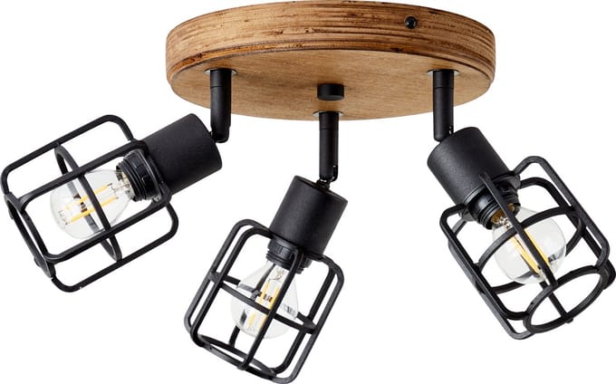 Brilliant Gwen - Plafondspot - E14 max 3x40W - Hout/Zwart
