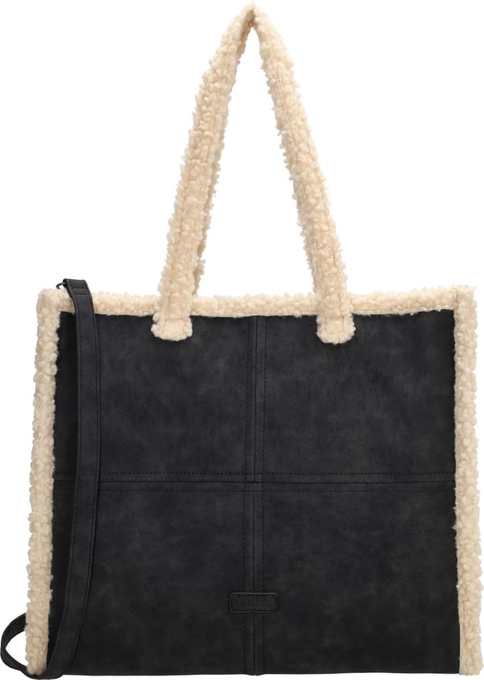 Beagles Laredo Hand & Schoudertas Shopper Teddy Kunstleer - Tote Bag - Dames Tas - Zwart