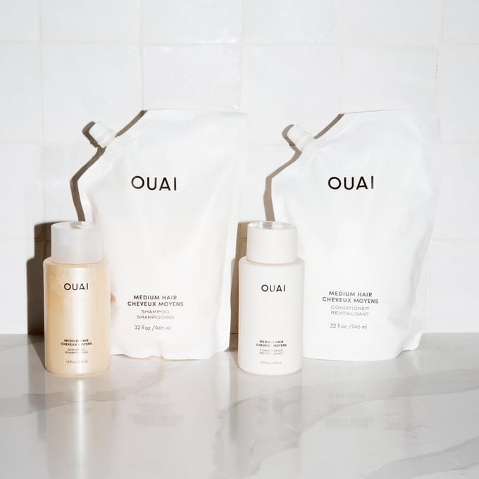 OUAI Medium Shampoo and Refill Bundle