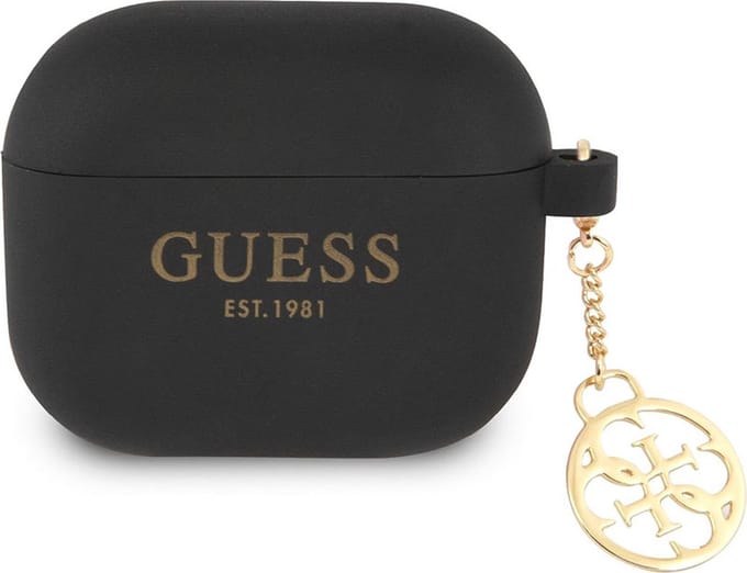 Guess Charms Silicone Case voor Apple Airpods 3 - Zwart