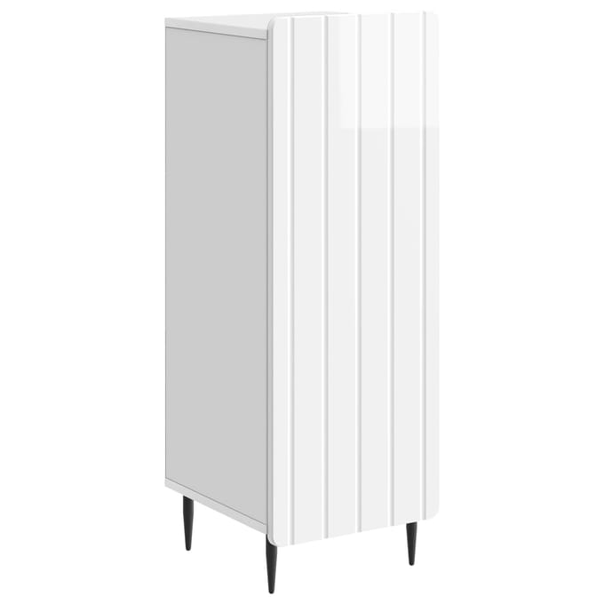 vidaXL - Dressoir - Hoogglans - Wit - 34,5 - x - 33 - x - 92 - cm - Bewerkt - hout