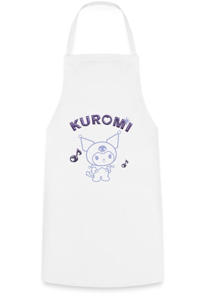 Kuromi Omtrekontwerp Met Paarse Chrome Letters Keukenschort