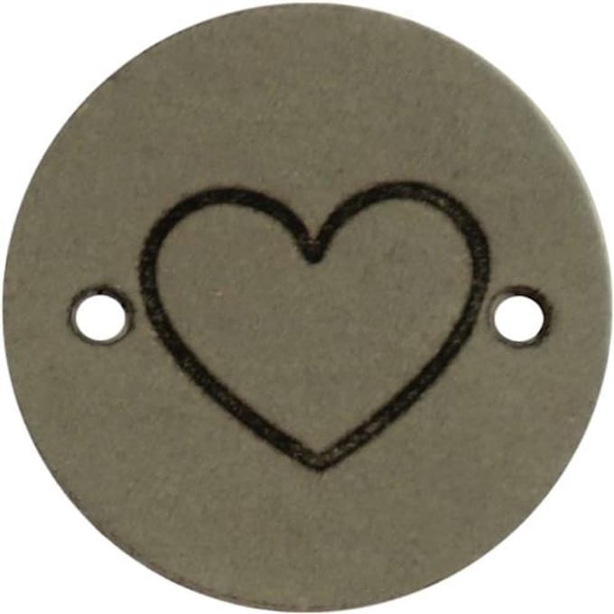 Durable Leren Label met Hartopdruk – 2 cm – Set van 2 Stuks