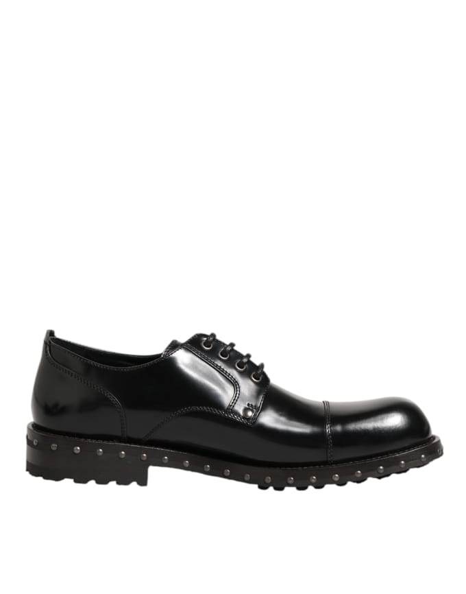 Dolce & Gabbana Zwarte Leren Gestifte Formele Derby Schoenen voor Mannen