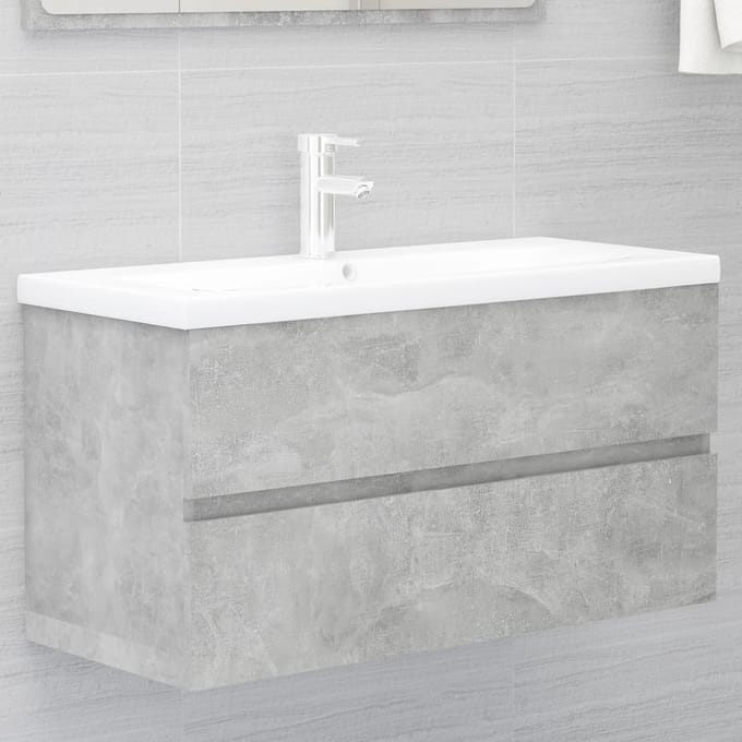 vidaXL - Wastafelkast - 90x38,5x45 - cm - betongrijs