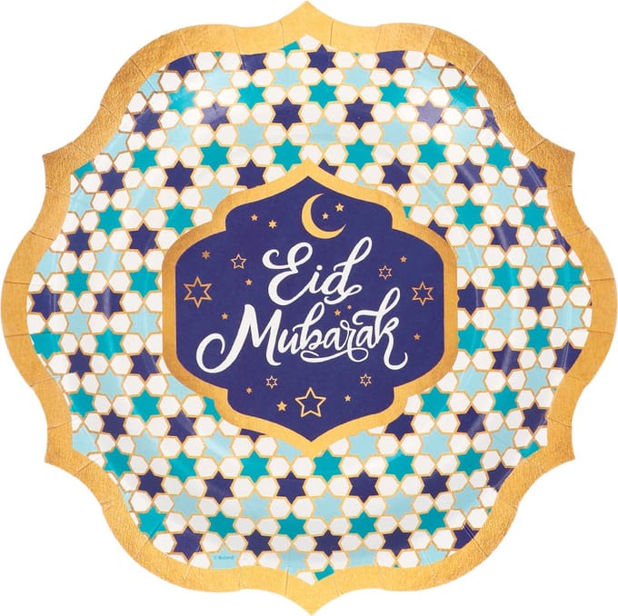 Boland - Set 8 papieren bordjes 'Eid Mubarak' - Geen thema - Ramadan versiering