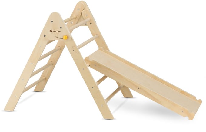 Deryan Luxe Mini Klimrek Set - Met Glijbaan - Opvouwbaar - Hout