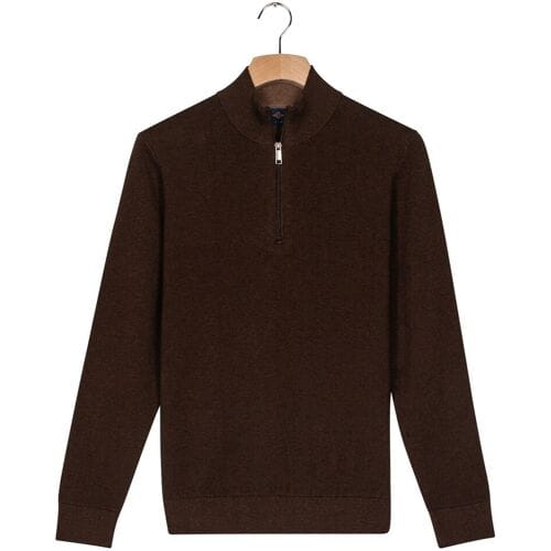 Baileys Trui Half Zip Fine Cotton Cashmere Dark Brown / male