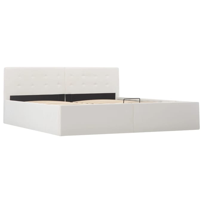 vidaXL - Bedframe - hydraulisch - kunstleer - wit - 160x200 - cm