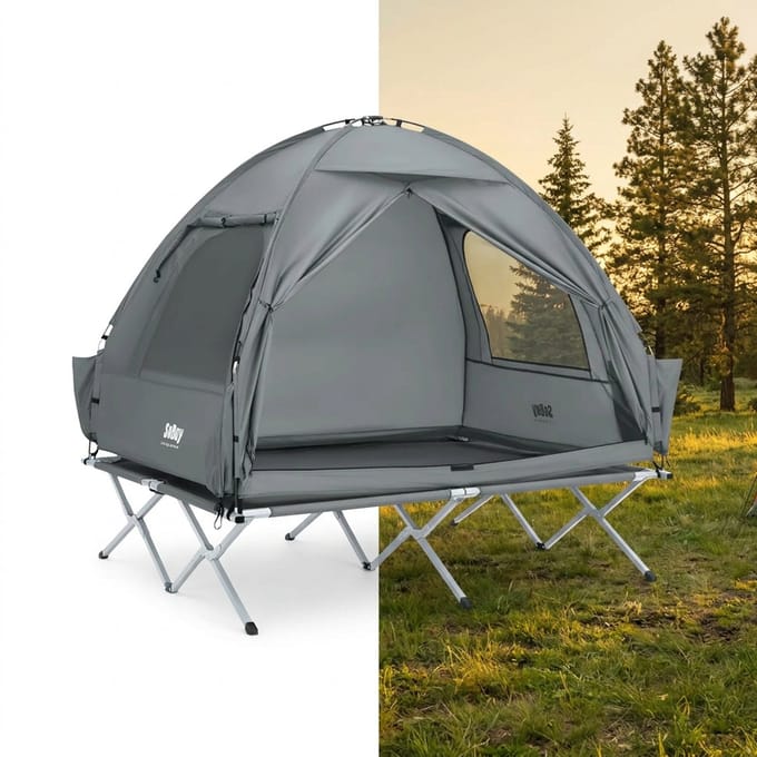 Veldbed - Kampeerbed - Vouwbed - Ligbed - Stretcher- Campingbedje - Opvouwbaar - 1 Persoons - Grijs