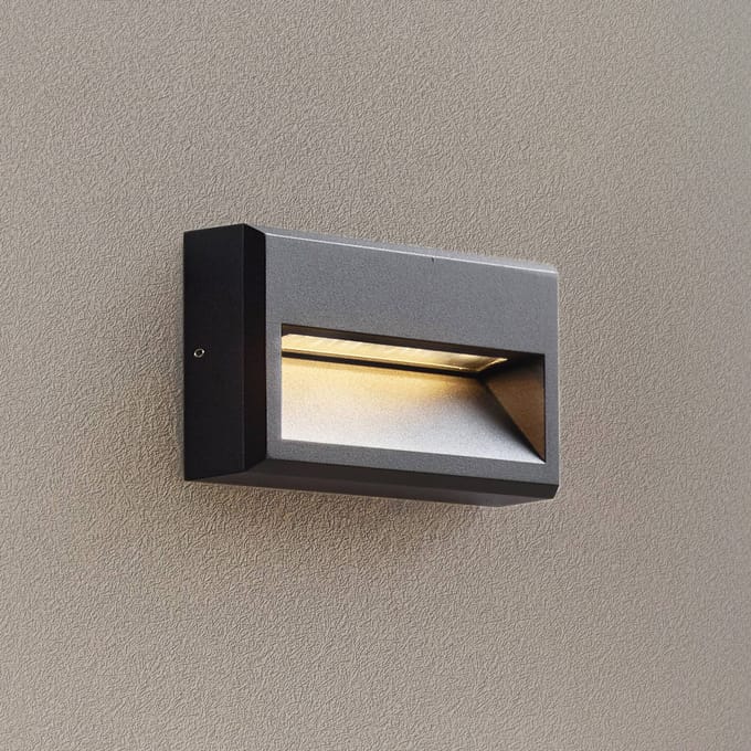 Lucande LED buiten wandlamp Weno, zwart, aluminium, IP65