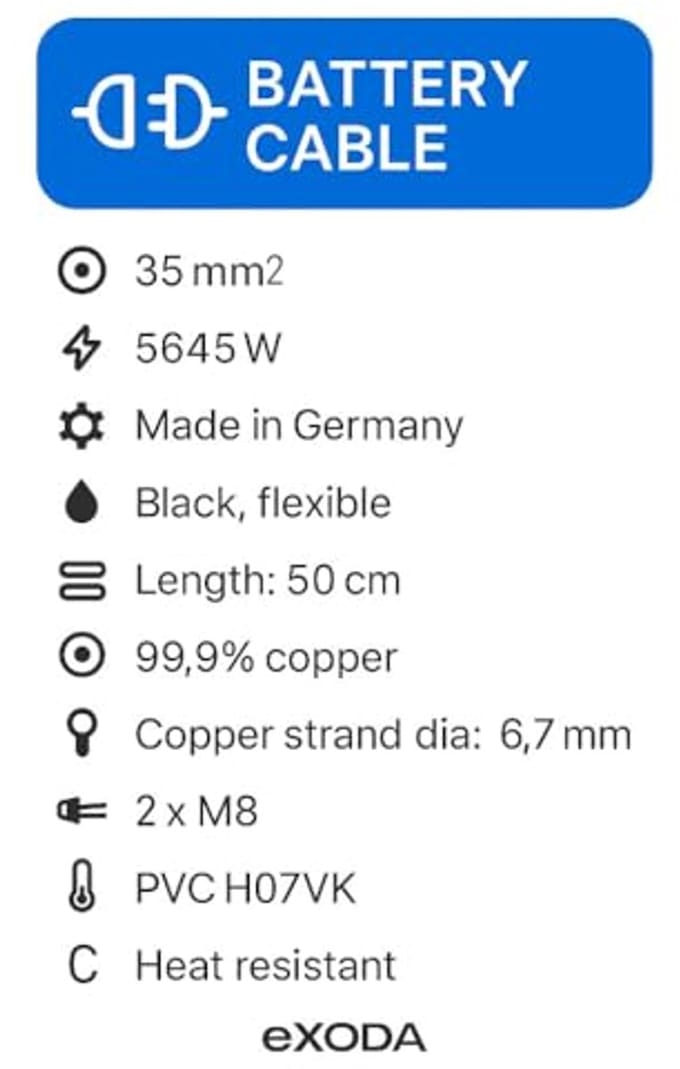 Koperen Batterijkabel 35 mm² 50cm met Ringogen M8 Rood