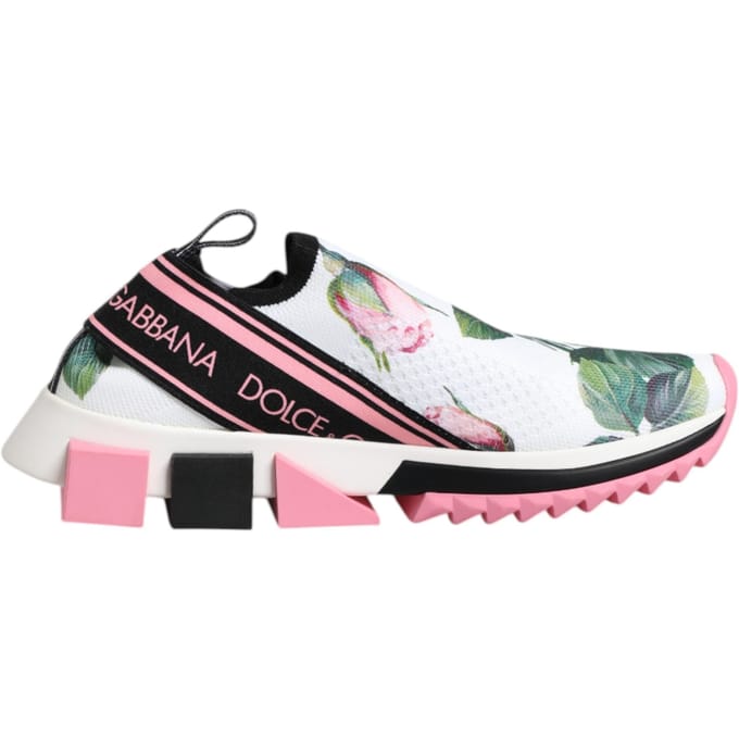 Dolce & Gabbana Witte Rozenprint Sorrento Sneakers Schoenen