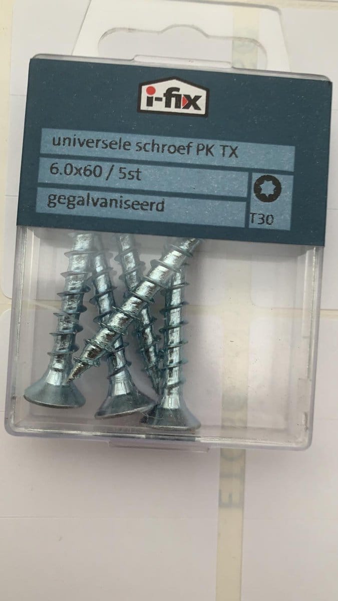 Universele schroef 6x60mm 5 stuks gegalvaniseerd