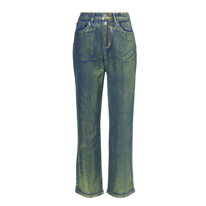 AmyLynn Dames Lupe Metallic 5-Pockets Jeans (Groen)