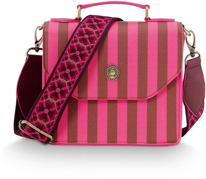 Pip Studio - Frances Crossbody tas dames - Schoudertas - Roze - Gestreept - 19x7x17.5cm