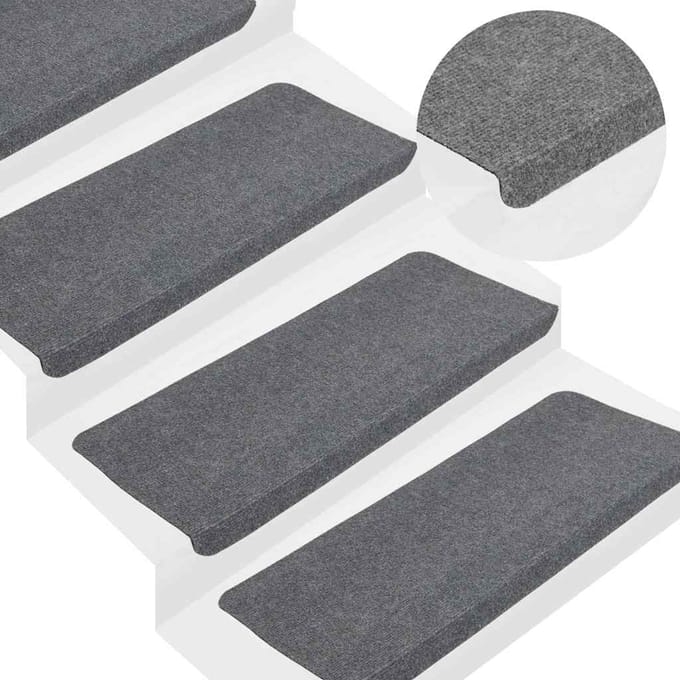 vidaXL - Trapmatten - zelfklevend - 15 - st - 65x24,5x3,5 - cm - grijs